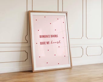 Romance bookish print, bookish digital print
