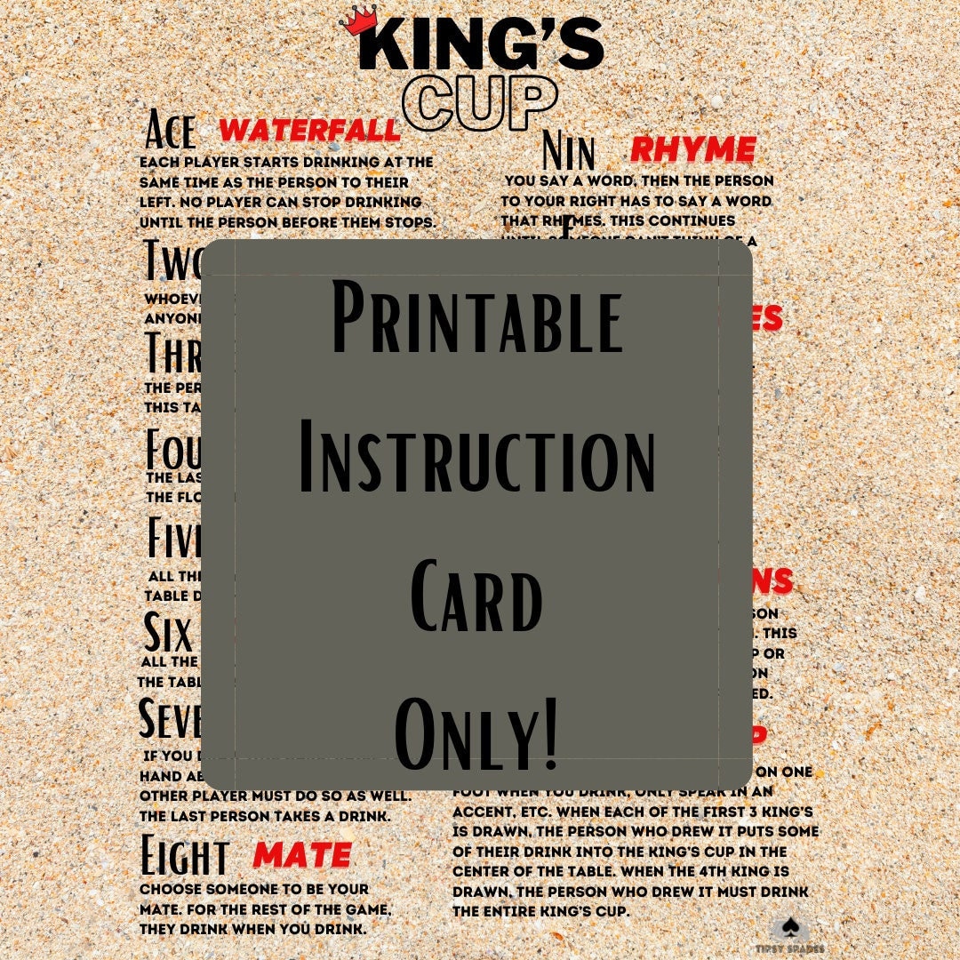 Printable Kings Cup Rules