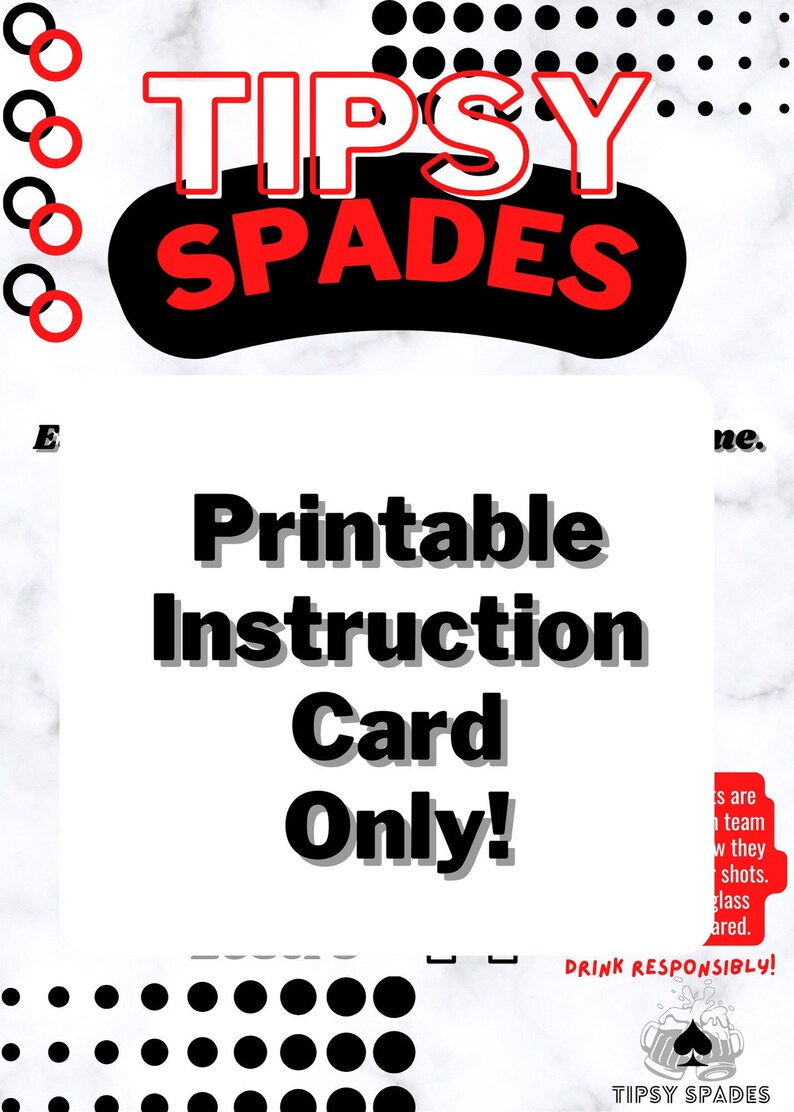 Tipsy Spades Party Game, Tipsy Spades Rules, Drunk Spades Rules, Playing Cards Rules, Drinking