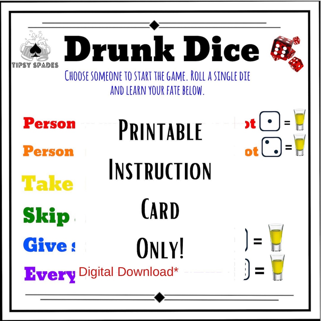 Drunk Dice Party Game,drunk Dice Rules, Dice Game Rules, Drinking Games, Adult Games, Wedding