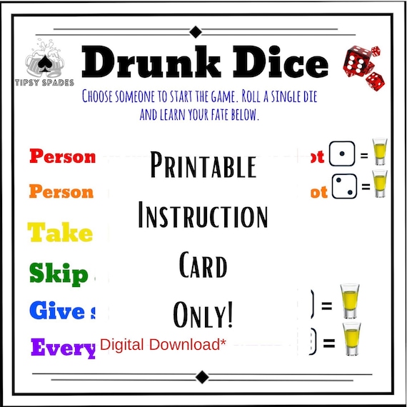 Drunk Dice Party game,Drunk dice rules, dice game rules, drinking games, adult games, Wedding party games, drinking game,dice, gifts for him