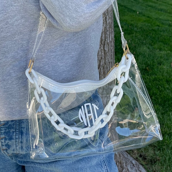 Fashionable Clear Bag | | Clear Purse | Monogram | Gifts | Stadium Approved | Concert Bag