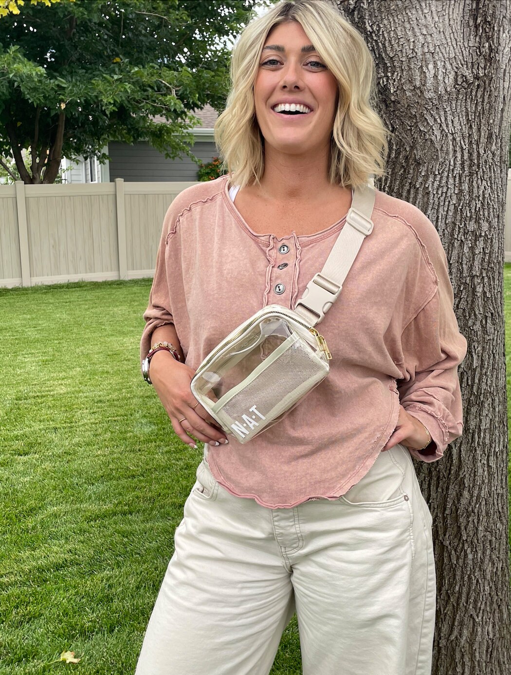 Custom Personalized Clear Belt Bags | Monogram Stadium-Approved Bag | Concert & Event Waist Bag