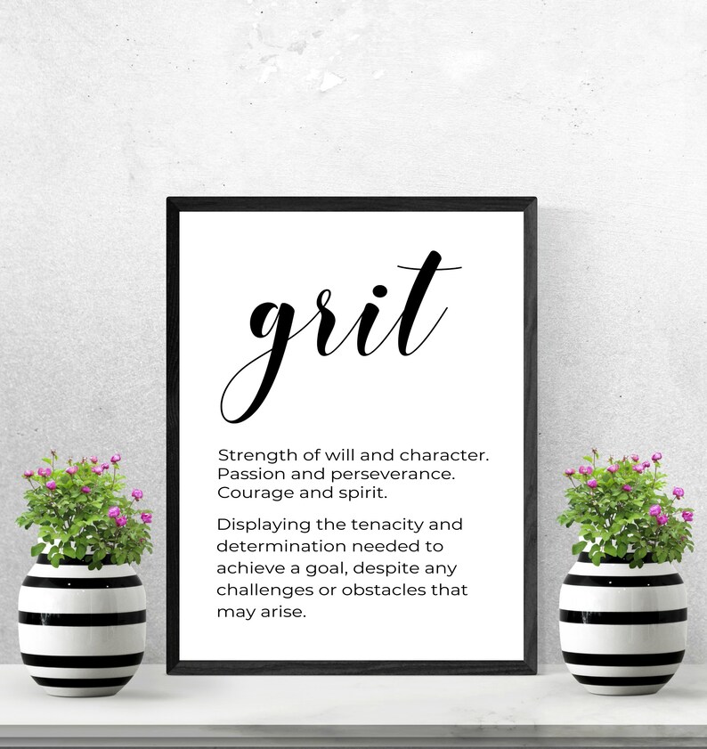 Grit definition download grit sign grit quotes poster Etsy