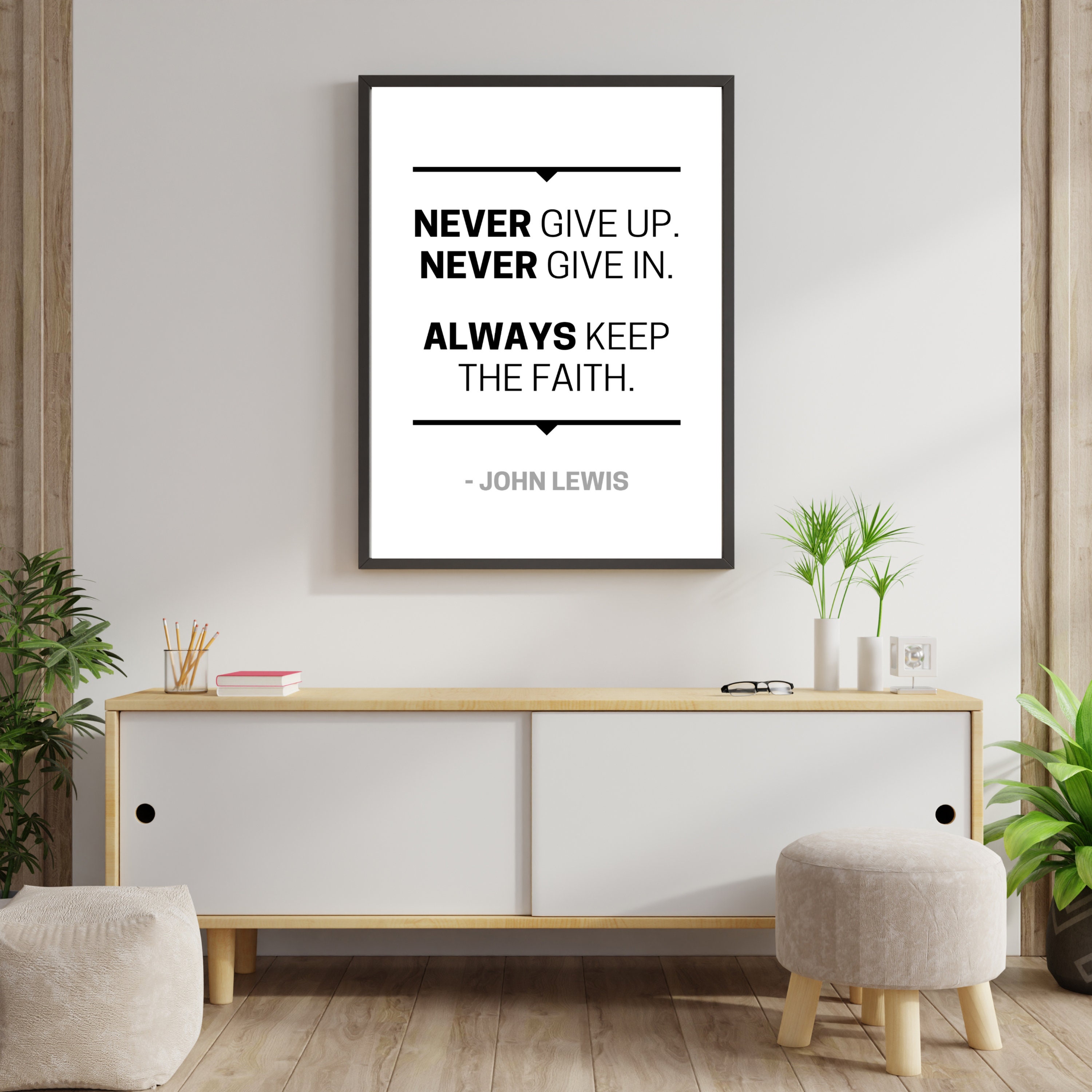 John Lewis Sign Never Give up Quote Prints Poster John Lewis Etsy UK