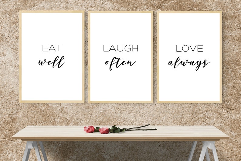 bon appetit kitchen sign printable wall art decor Eat laugh love sign print set of 3 kitchen dining prints let/'s eat wall art sign print