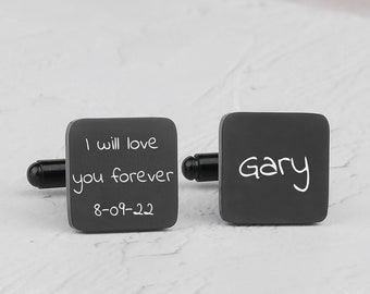 Personalised Wedding Cufflinks for Husband, Engraved Customized Cufflinks Proposal Gifts, Groomsmen gift, Handwriting Valentine Cufflinks