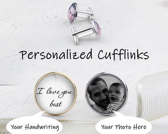 Memorial Gifts, Photos Cufflinks, Personalized Family Parent-child Photos Cufflinks, Gifts for Dad, Custom Picture Cufflinks