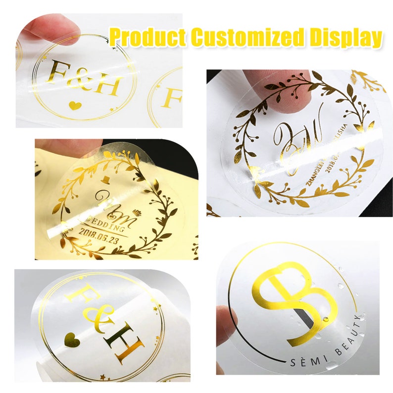 Custom Transparent Stickers With Gold Foil, Personalized Clear Labels ...