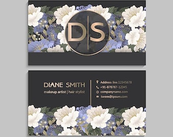 Double Sided Printing Business Card, Printable Business Card, Custom Business Card, DIY Editable Flower Card, Your Own Design Business Card