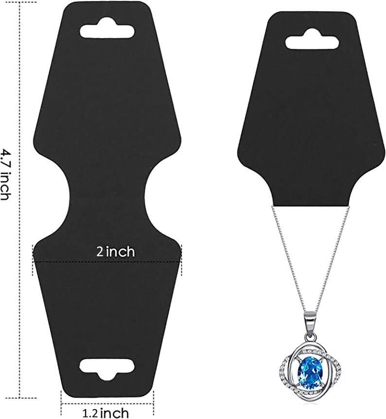 Blank Jewelry Necklace Display Card Folded Black Paper Holder Etsy