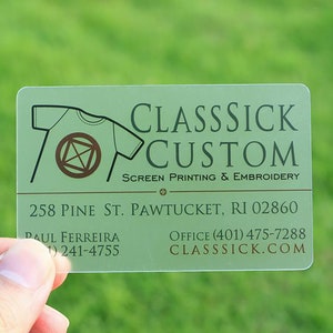 Cartes de visite translucides, Cartes en plastique mates, Cartes de visite en plastique dépolies, Cartes de visite en plastique PVC personnalisées