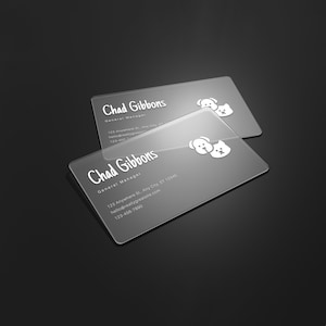 Carte de visite personnalisée, Carte de visite translucide, Carte de boutique dépolie, Carte de visite en plastique acrylique, Cartes en plastique translucide