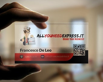 Transparent QR Code Business Card, Clear Glossy Plastic Card, Plastic Business Card, Custom Design Clear Plastic PVC Business Cards