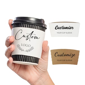 Manica per tazza da caffè personalizzata, decorazione per baby shower, maniche per tazza da caffè in carta kraft marrone naturale personalizzate, maniche per tazza da caffè per matrimonio/bar/festa/doccia
