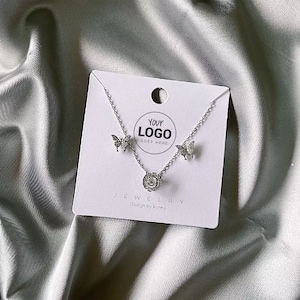 Personalisierte Schmuckkarte, Personalisierte Ohrring Display Karte mit Logo, Halskette Halter Schmuck Verpackung, Halskette Ohrring Display Karte
