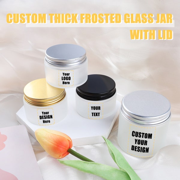 5 Pack Custom Thick Frosted Glass Jar with Lid, Printable Candle Making Jar, Custom Sample Jar, Airtight Container,Editable Empty Candle Jar