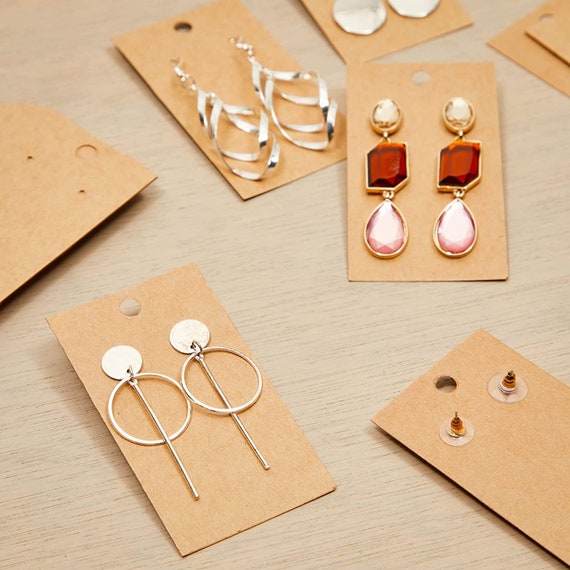 KALEFO 100 Pack Earring Cards Earring Bracelet Jewelry Display Cards  Wholesale Hanging Bulk Earring Cards