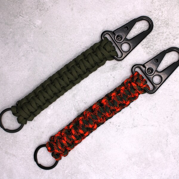 Paracord Carabiner Keychains, Thin Carabiner Keychains, Gifts for the Outdoors and Adventurers, Great for Hiking, Hunting, School, and Sport