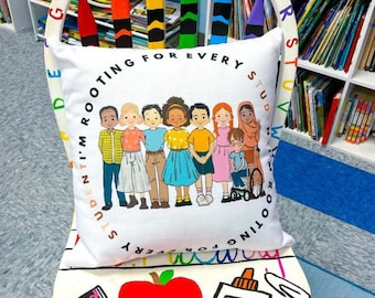 Classroom Decorations, I'm Rooting for Every Student Pillow, Diverse pillow for Classroom, Gift for Teacher