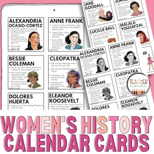 Pocket Chart Kalenderkaarten, Vrouwengeschiedenis Bulletin Board, Vrouwengeschiedenis Maandkaarten, Klaslokaal Kalenderkaarten, Invloedrijke Vrouwen