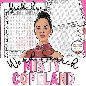 Misty Copeland Word Search, Black History Month Activity, Women&#39;s History Month Activity, Ballerina Activity