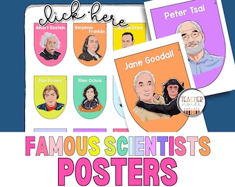 Famous Scientists Posters, STEM Classroom, Famous Mathematicians, Classroom Decor, Science Teacher, Women in Science