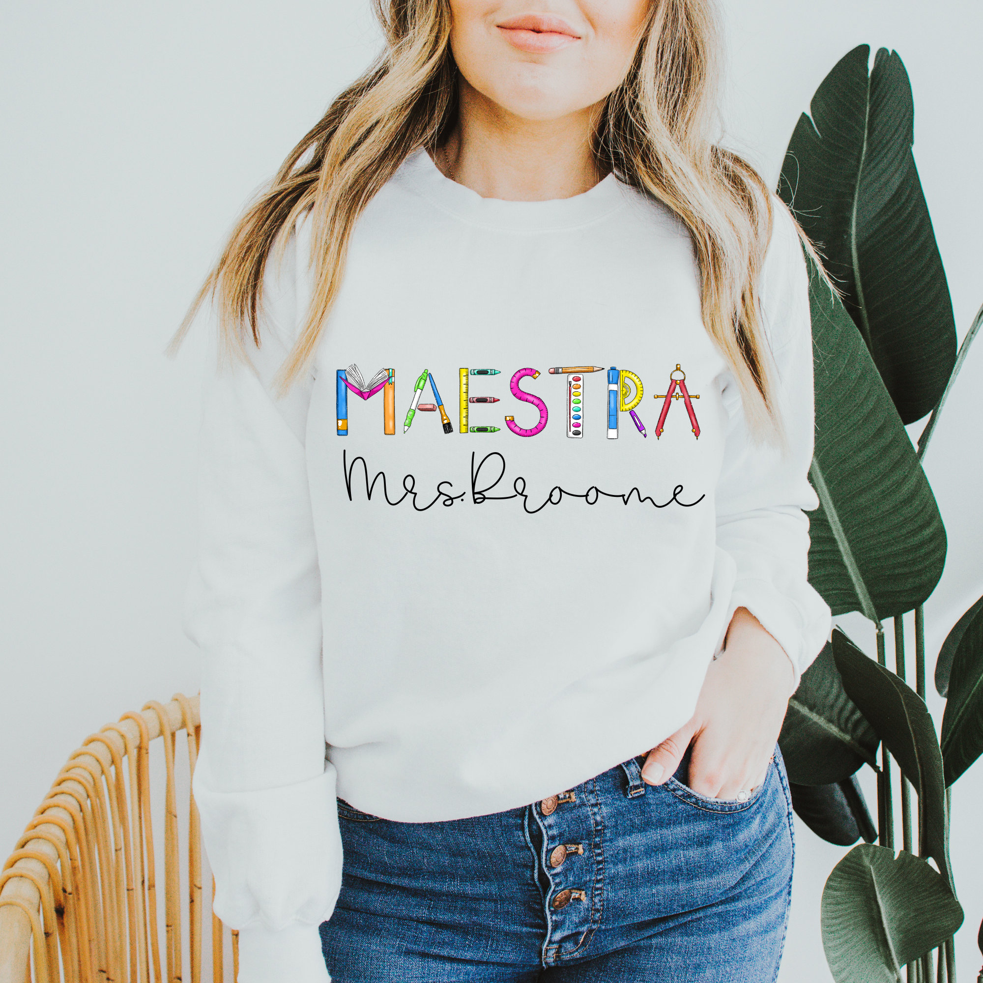 Sudadera Maestra Sueter Maestra Personalizado Sudadera Profesora de Espanol Etsy Espana