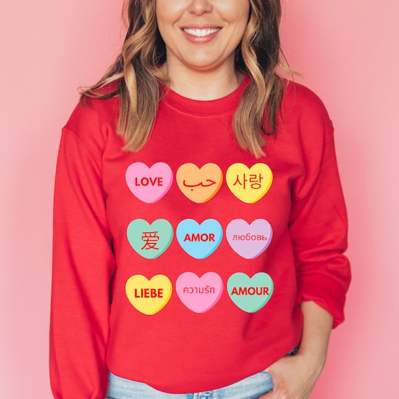 Women s Valentine s Day Sweater 2023 Conversation Hearts