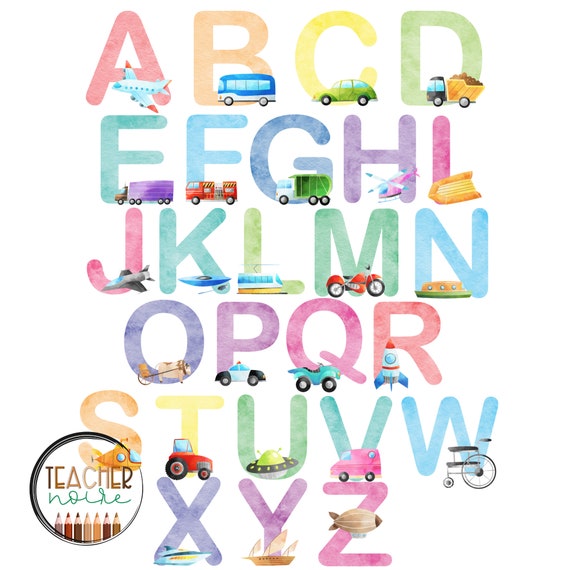 AZ Transportation Letter Font Vehicles Alphabet Font Truck Etsy