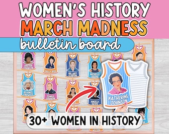 Womens History Month Bulletin Board, Posters, Influential Women, Famous Women, March Madness Door Decor, Sports Theme
