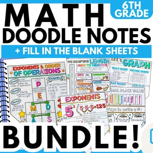 Math Notes, Interactive Math Notebooks and Poster Bundle, Math Notes with Exponents, Middle School Math, 6th Grade Math, 5th Grade Math