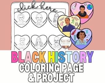 Black History Month Coloring Pages, Valentine's Day Coloring Sheet, Black History Project