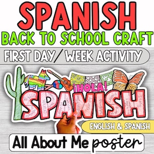All About Me Craft, Back to School English & Spanish Class Decor, Todo Sobre Mí, Bulletin Board, Poster, Spanish Classroom Decor, Door Decor