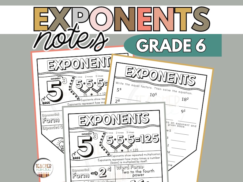 Exponents Notes, Exponents and Powers Worksheet, Math Notes With ...