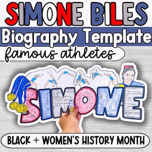 Simone Biles Research Project, Women in History, Poster, Craftivity, Historical Figures, Art, Writing Biography, Team USA
