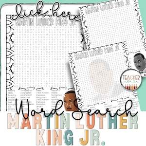 Martin Luther King Jr. Word Search, MLK Jr. Day Activity, Black History Month Activity, Martin Luther King Poster