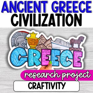 Ancient Greece Project, Middle School, Research Project, Greek Craftivity, Bulletin Board, Activities, Greek Civilization Unit