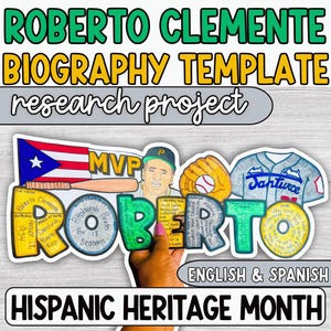 Roberto Clemente, Famous Athletes, Baseball, Biography template, Research Activities Report, Sports Theme Bulletin Board, Craftivity, Report