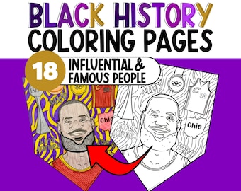 Activities for Black History Month, Black History Coloring Pages Sheets, Black History Month Bulletin Board, Classroom Decor, Pennant