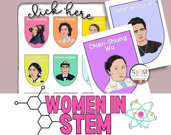 Mujeres en Stem, Carteles de Mujeres en la Ciencia, Mes de la Historia de la Mujer, Mujeres Famosas en Stem, Clase de Ciencias, Tablón de Anuncios