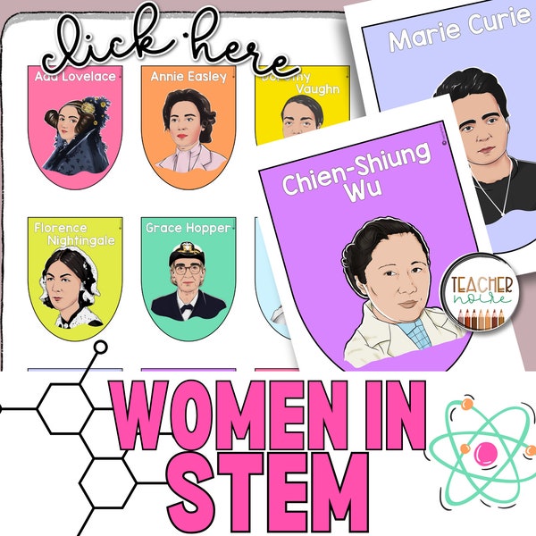 Donne nella scienza, Poster sulle donne nella scienza, Mese della storia delle donne, Donne famose nella scienza, Lezione di scienze, Bacheca