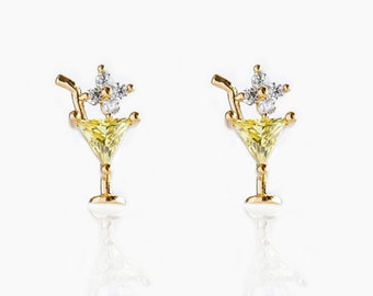 Teachertini Stud Earrings, I Teach therefore I Drink, Summer Earrings, 21st birthday gift, Cosmopolitan Cocktail Drink, Martini Studs