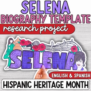 Hispanic Heritage Month Project, Selena Biography Template, Bulletin Board, Hispanic History Activities, Classroom Decor, Spanish