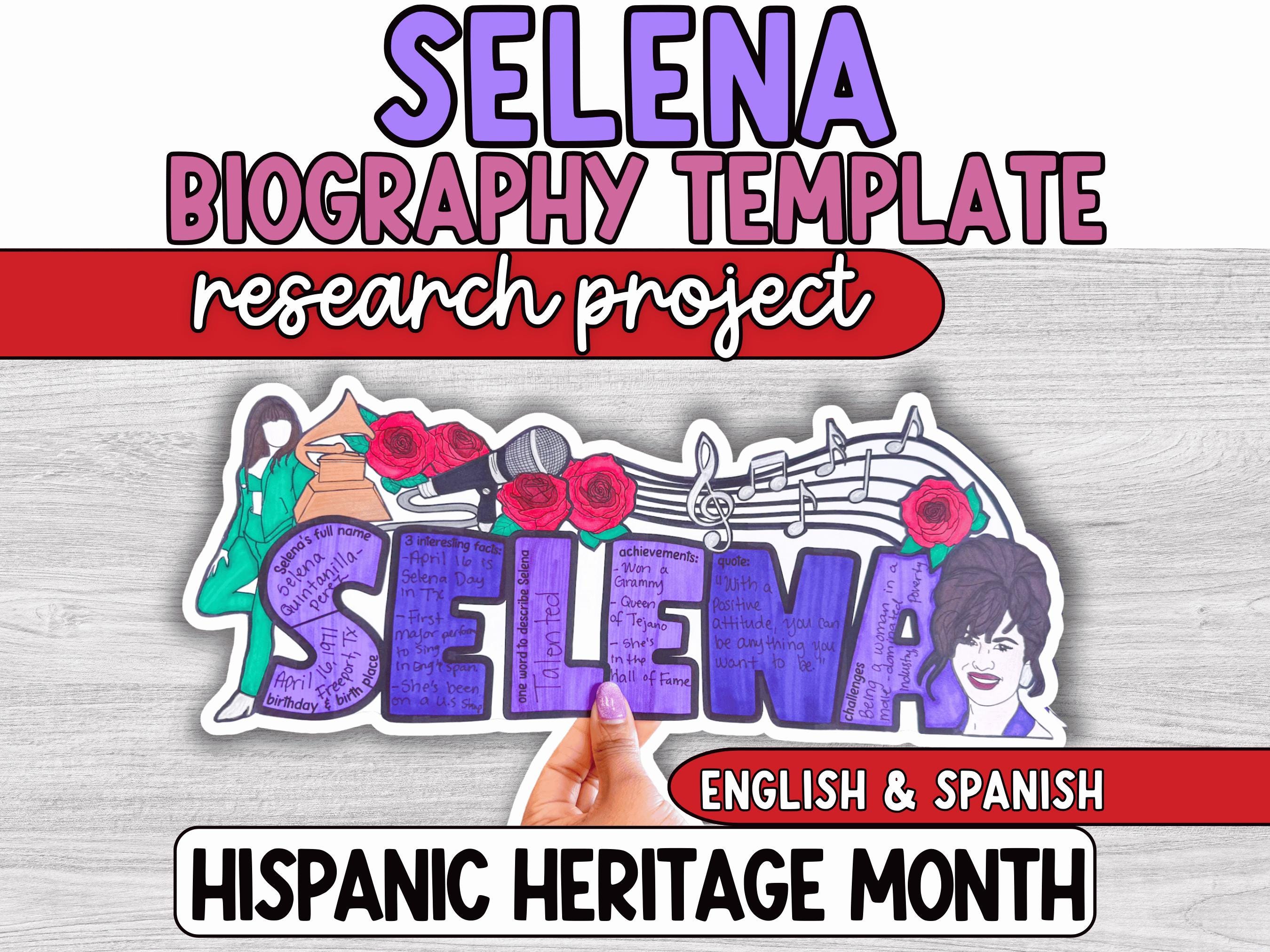 Hispanic Heritage Month-Projekt, Selena Biografie-Vorlage, Bulletin Board, Hispanic Geschichtsaktivitäten, Klassenzimmerdekor, Spanisch