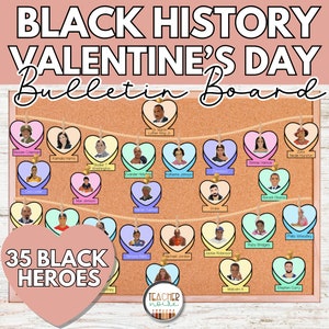 Black History Valentine's Day Bulletin Board, Bulletin Board Set, Door Decor, Valentine Decor, February Classroom image 1