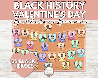 Black History Valentine&#39;s Day Bulletin Board, Bulletin Board Set, Door Decor, Valentine Decor, February Classroom