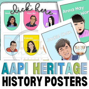 AAPI Heritage Month Bulletin Board Posters, AAPI History Posters, Asian American Pacific Islander Heritage month