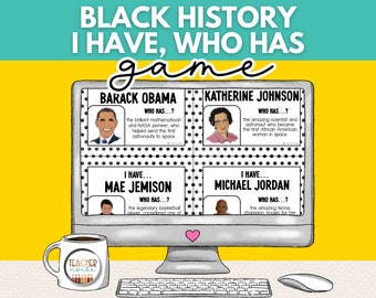 Black History Games, Black History Trivia, Famous Black People, Fun Games Printable, Black History Month Activity, I Have Who Has Game