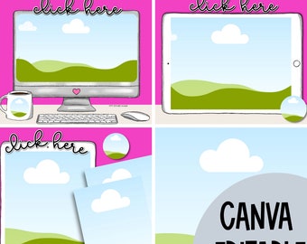 Plantilla de maqueta de producto TPT editable de Canva, Instagram con temática Rainbow Bright para profesores,